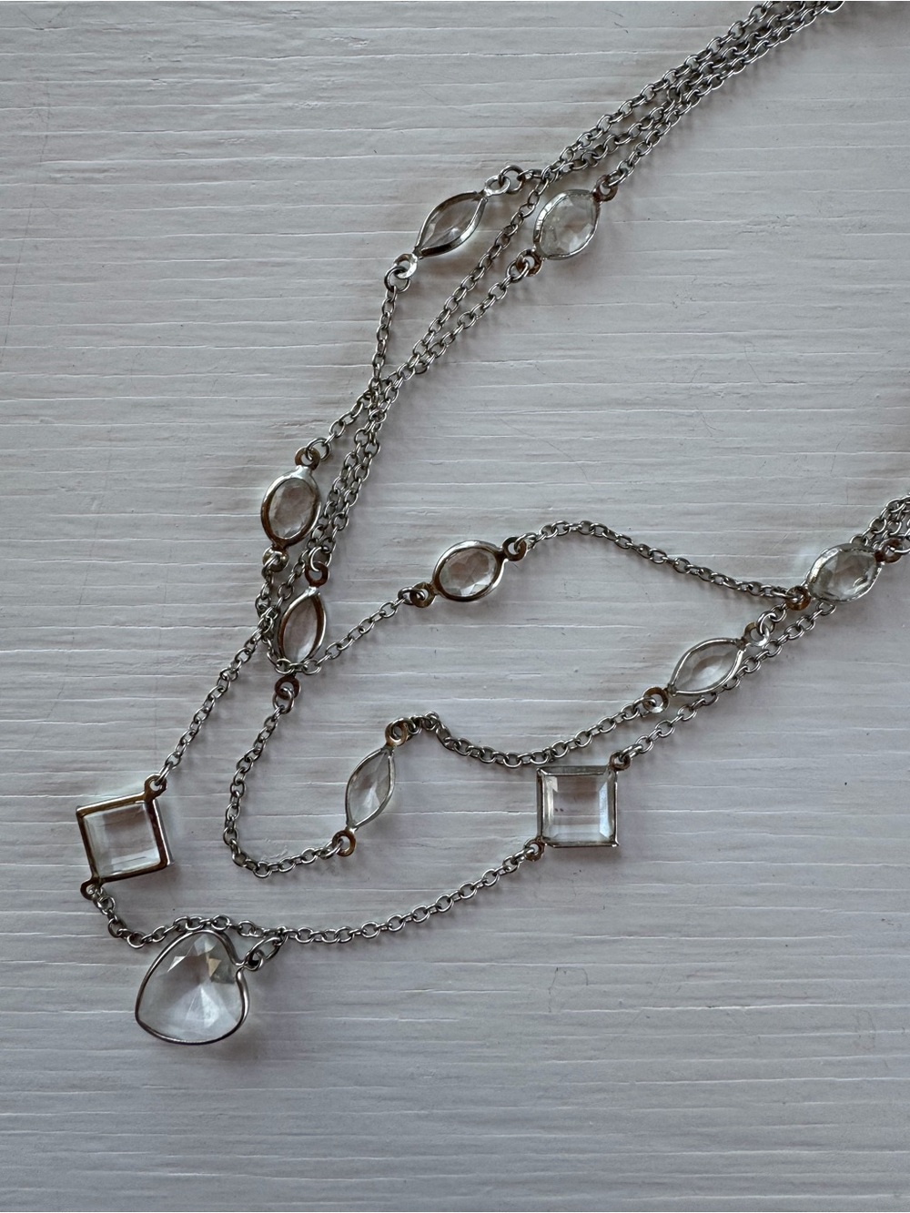 Park Lane Silver-Tone Layered Necklace Set with Clear Stones - Picture 3 of 5